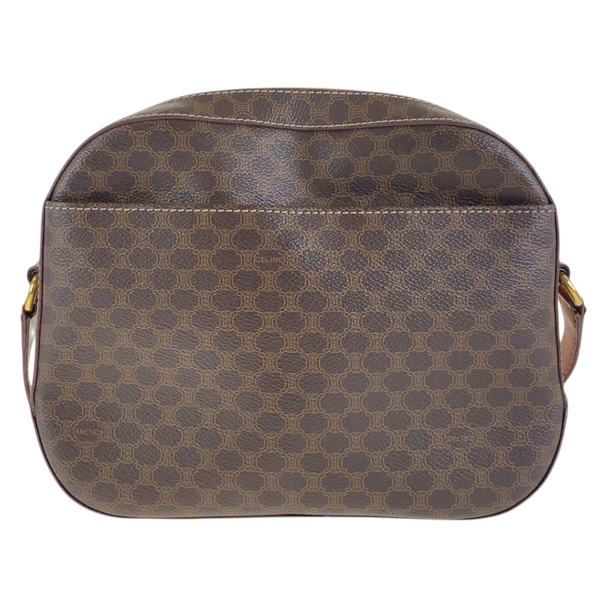 Vintage Saddle Flap Shoulder Bag Macadam Coated Canvas Small