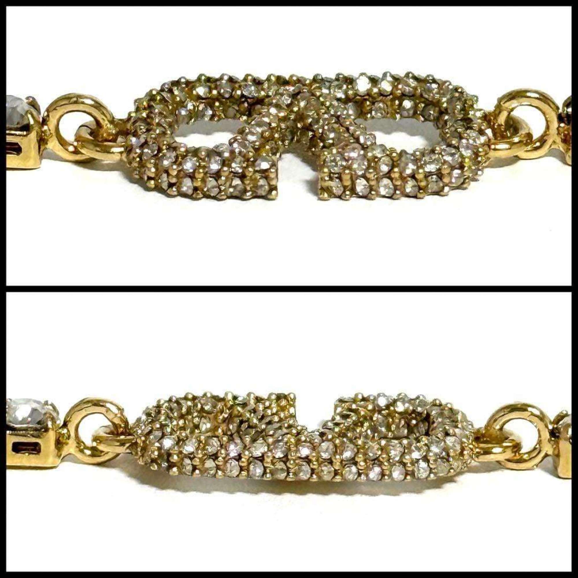 V Signature Bracelet Metal and Rhinestone