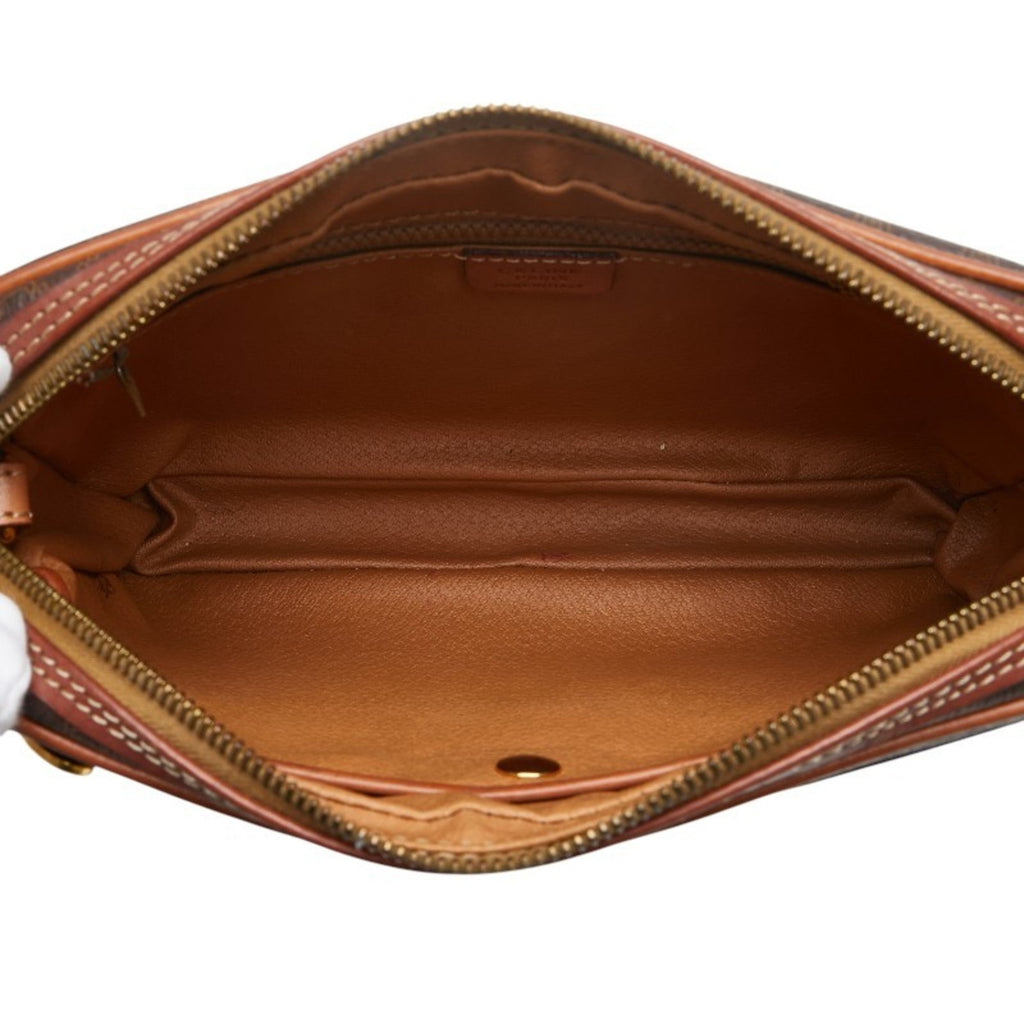 Vintage Saddle Flap Shoulder Bag Macadam Coated Canvas Small
