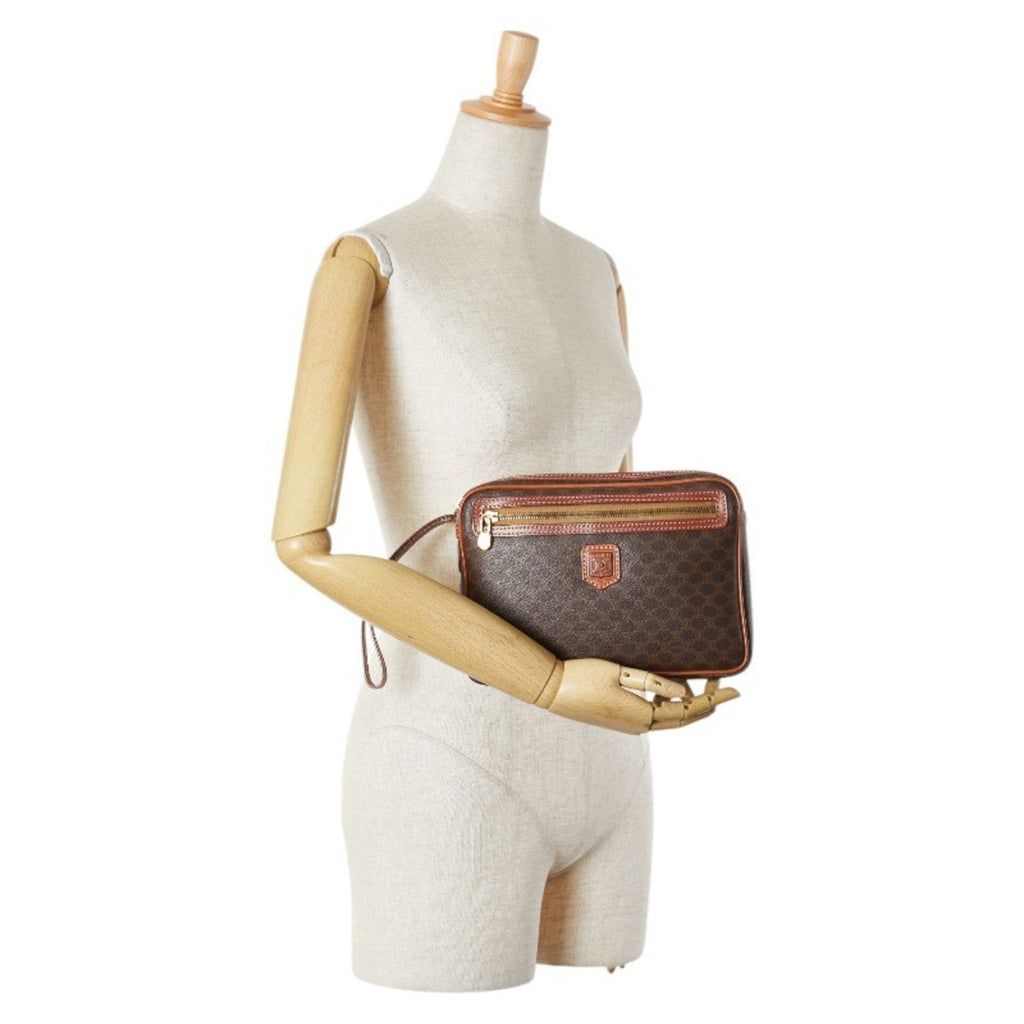 Vintage Saddle Flap Shoulder Bag Macadam Coated Canvas Small