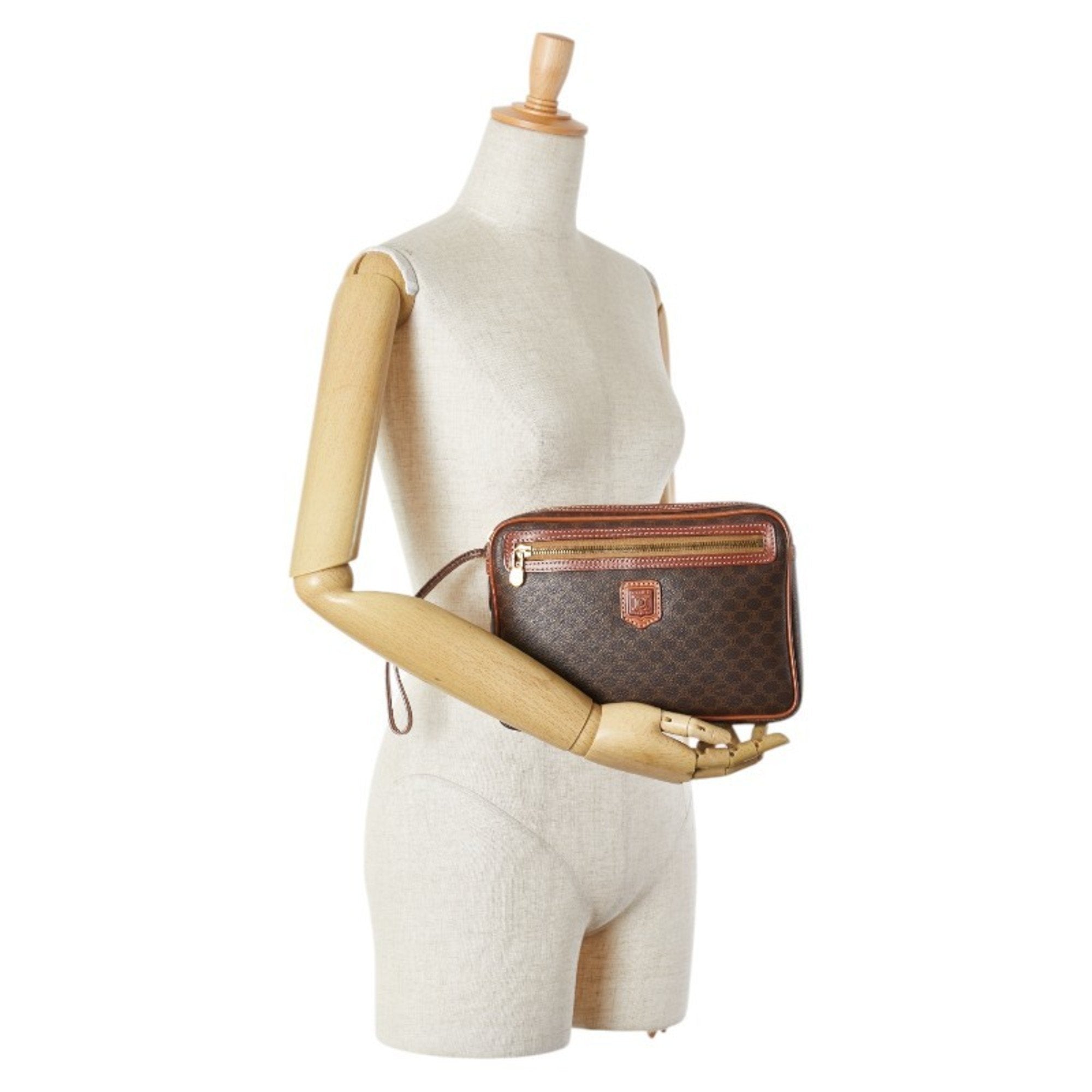 Vintage Saddle Flap Shoulder Bag Macadam Coated Canvas Small