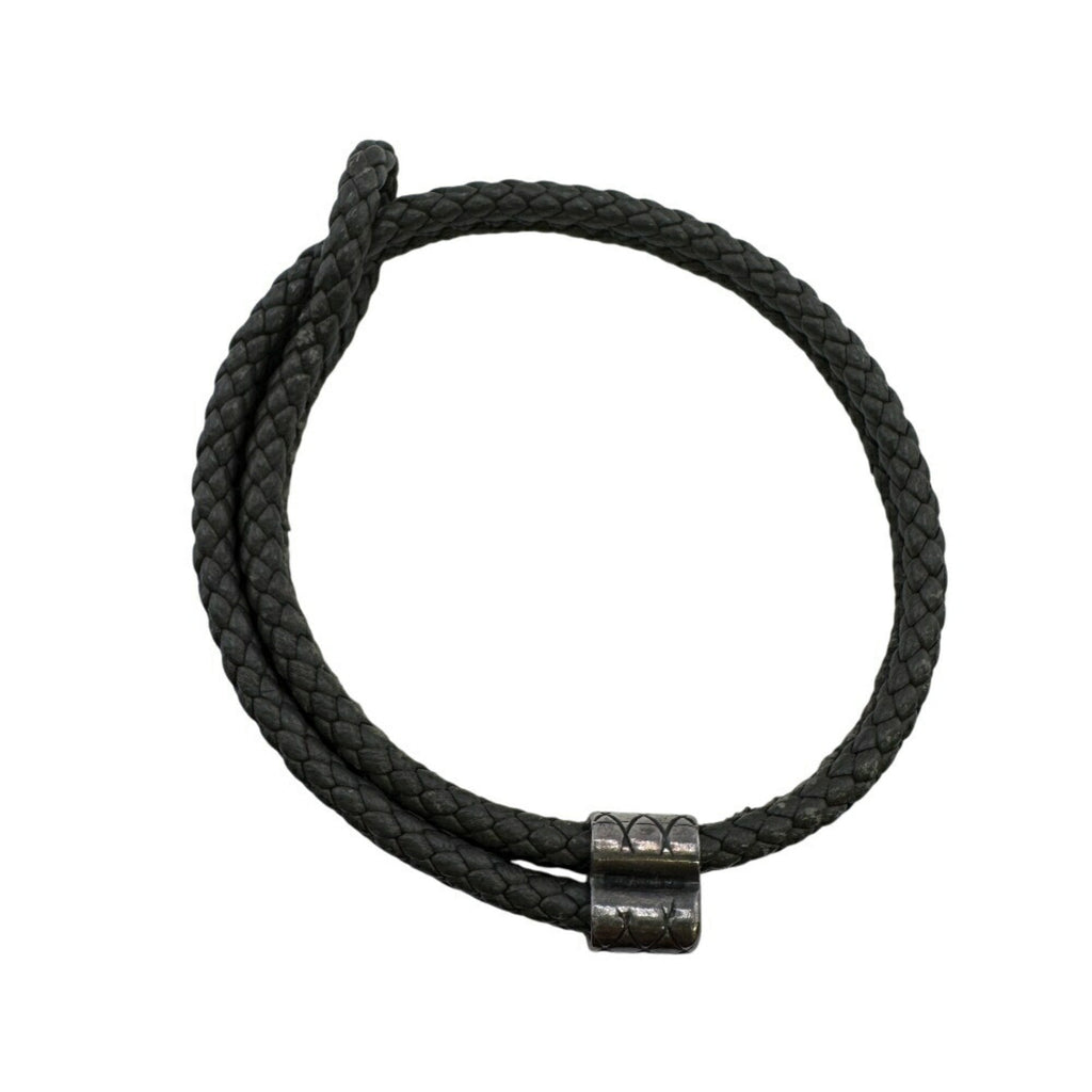 Intrecciato Bangle Leather Gray Bracelet