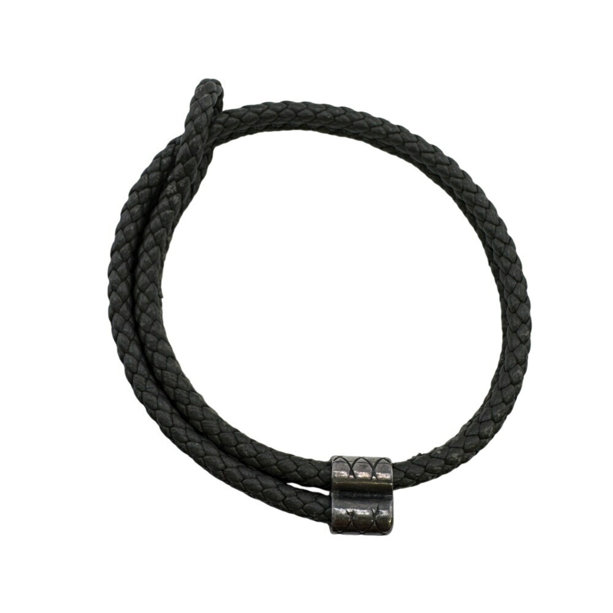 Intrecciato Bangle Leather Gray Bracelet