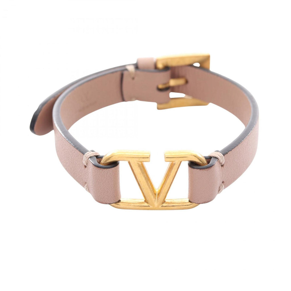 V Bracelet Gold and Leather