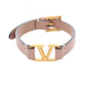 V Bracelet Gold and Leather