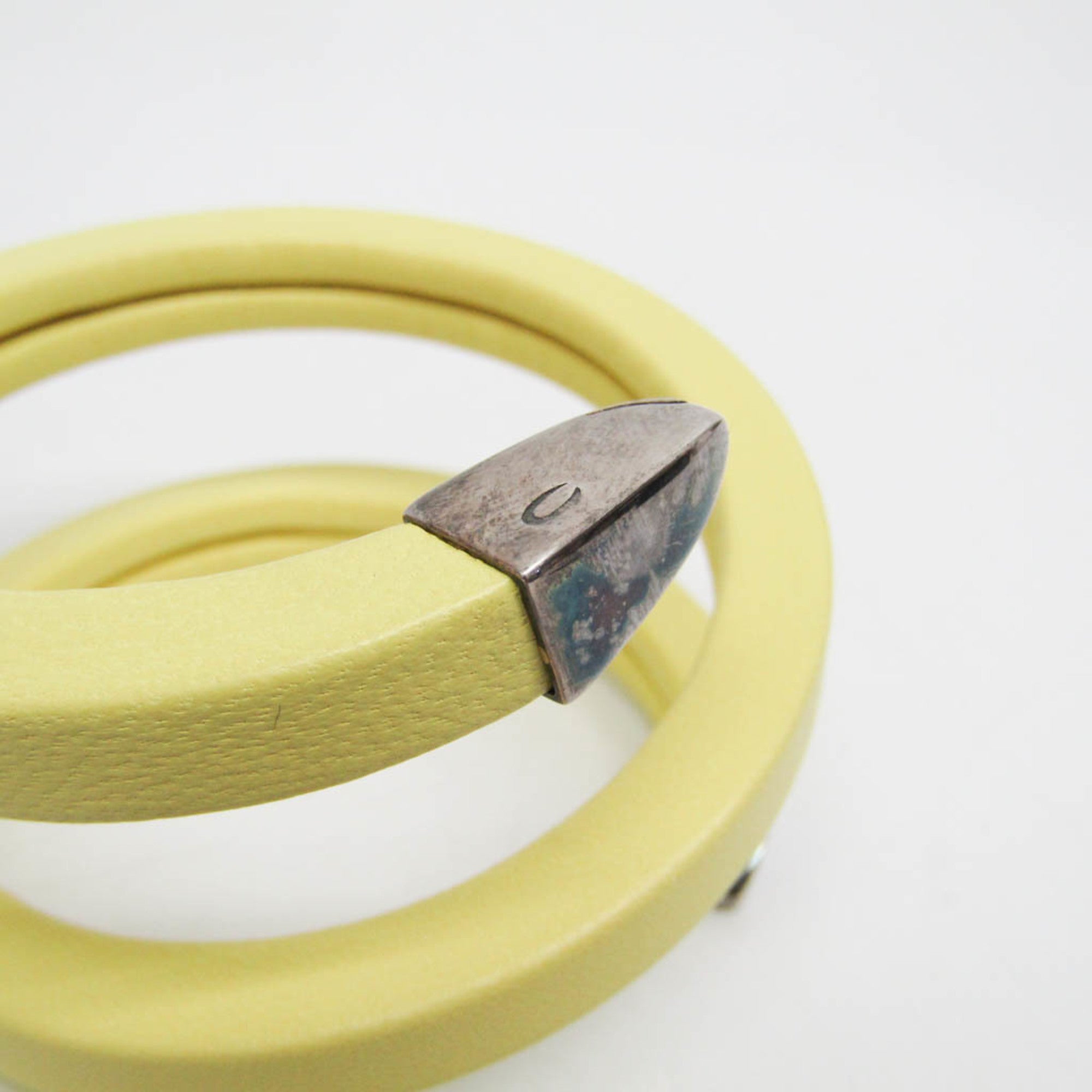 Wrap Bracelet Leather and Sterling Silver Yellow