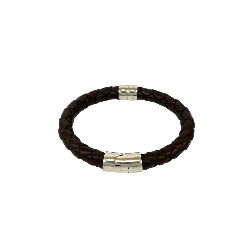 Intrecciato Bracelet Leather and Sterling Silver