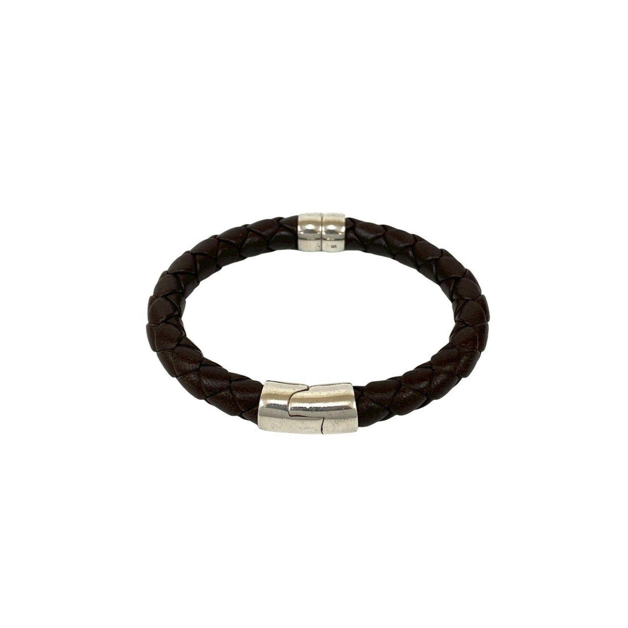 Intrecciato Bracelet Leather and Sterling Silver