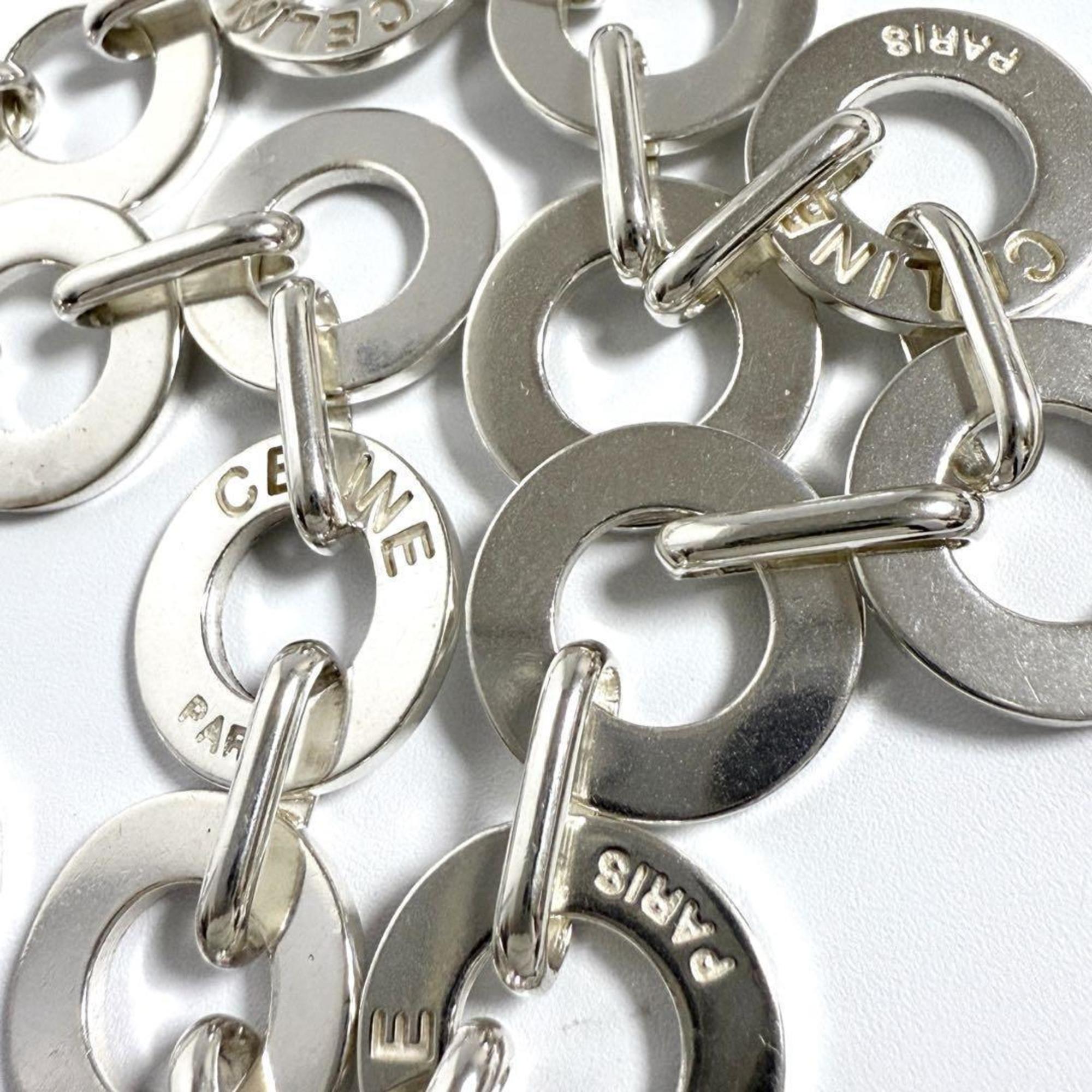 Vintage Circle Link Pendant Necklace Sterling Silver