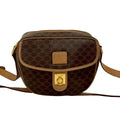 Vintage Saddle Flap Shoulder Bag Macadam Coated Canvas Small