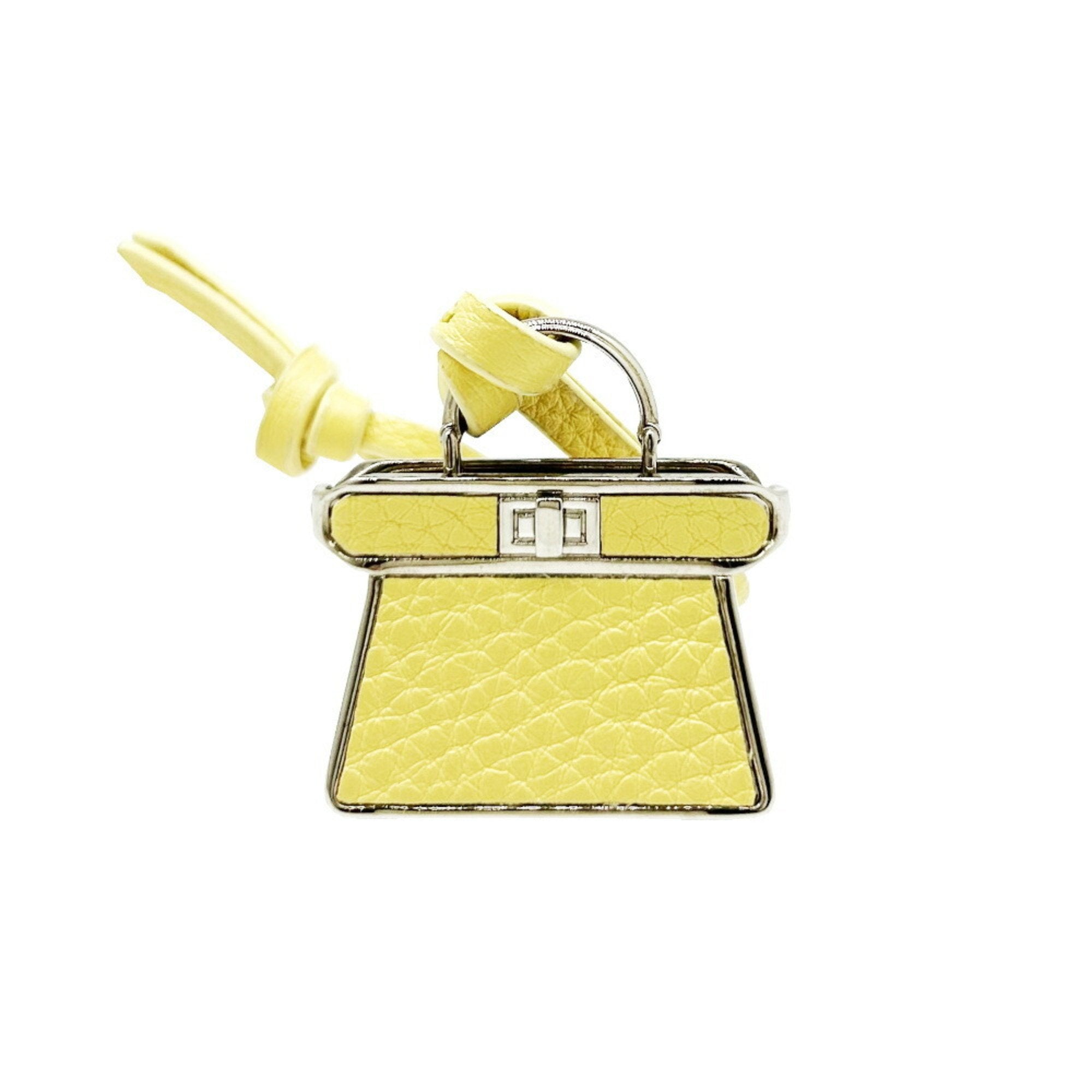 Charm Yellow Leather Handbag Charm