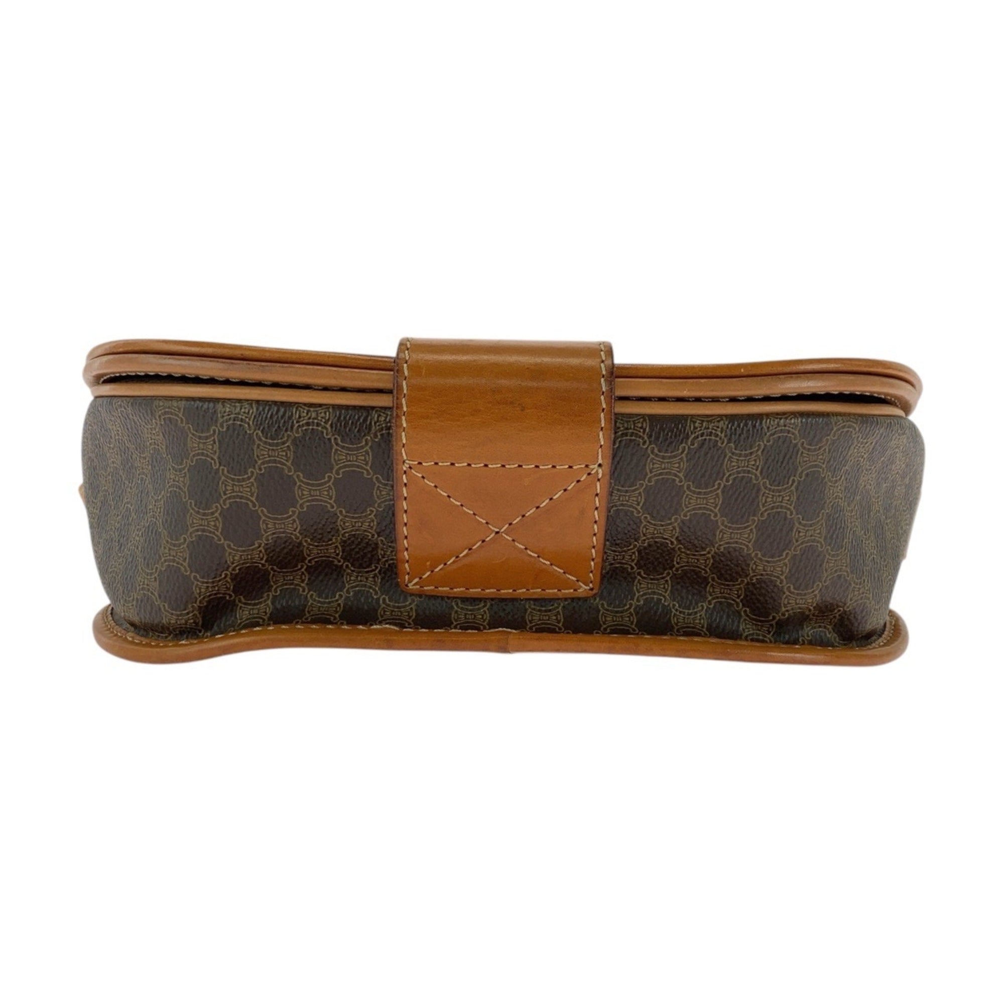 Vintage Saddle Flap Shoulder Bag Macadam Coated Canvas Small
