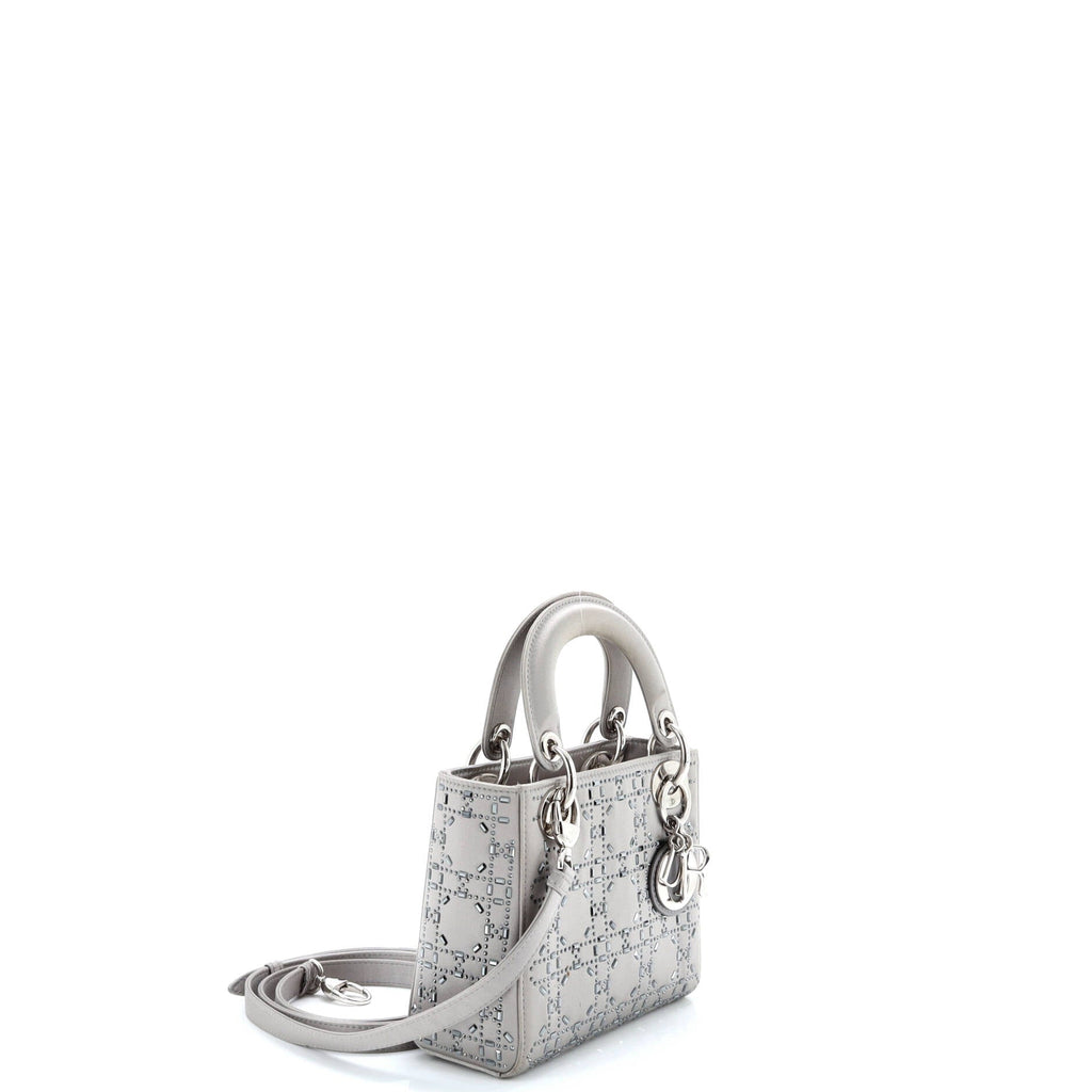 Lady Dior Bag Crystal Embellished Cannage Quilt Satin Mini