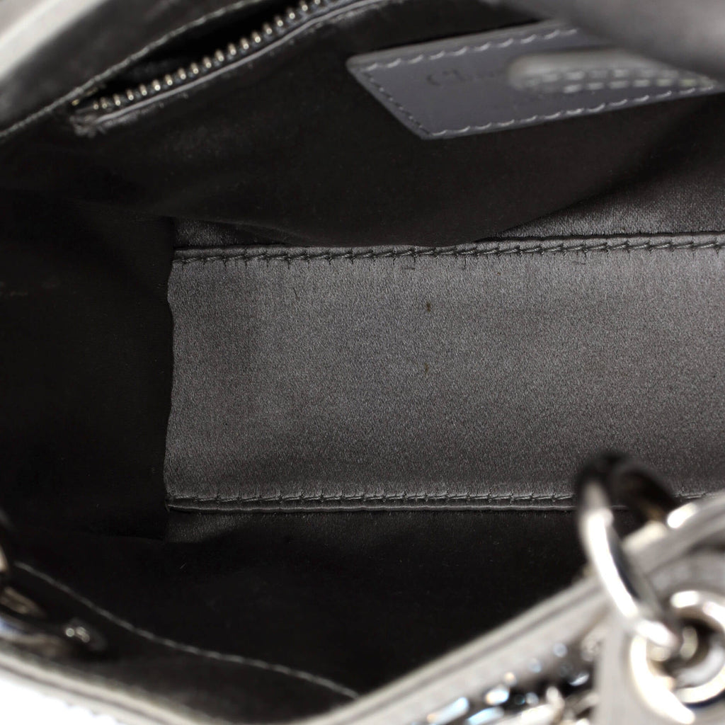 Lady Dior Bag Crystal Embellished Cannage Quilt Satin Mini