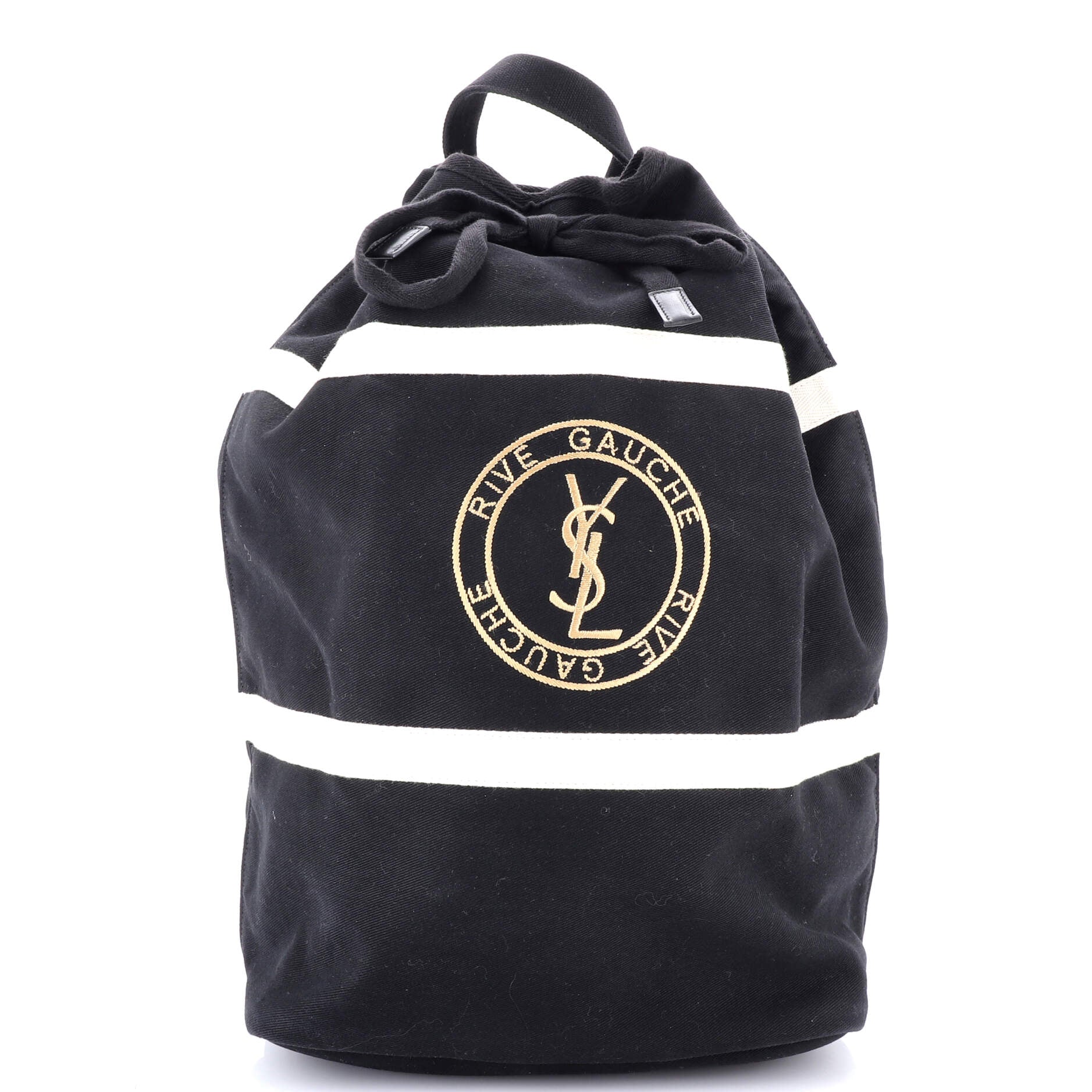 Rive Gauche Drawstring Sling Bag Stripe Canvas Medium