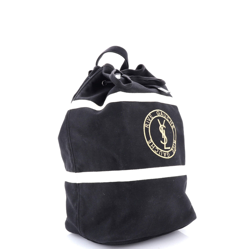 Rive Gauche Drawstring Sling Bag Stripe Canvas Medium