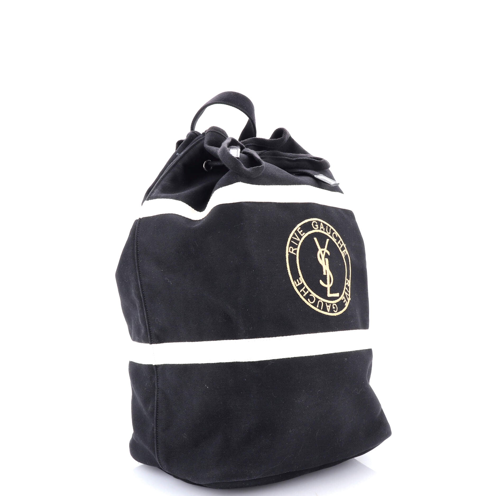 Rive Gauche Drawstring Sling Bag Stripe Canvas Medium