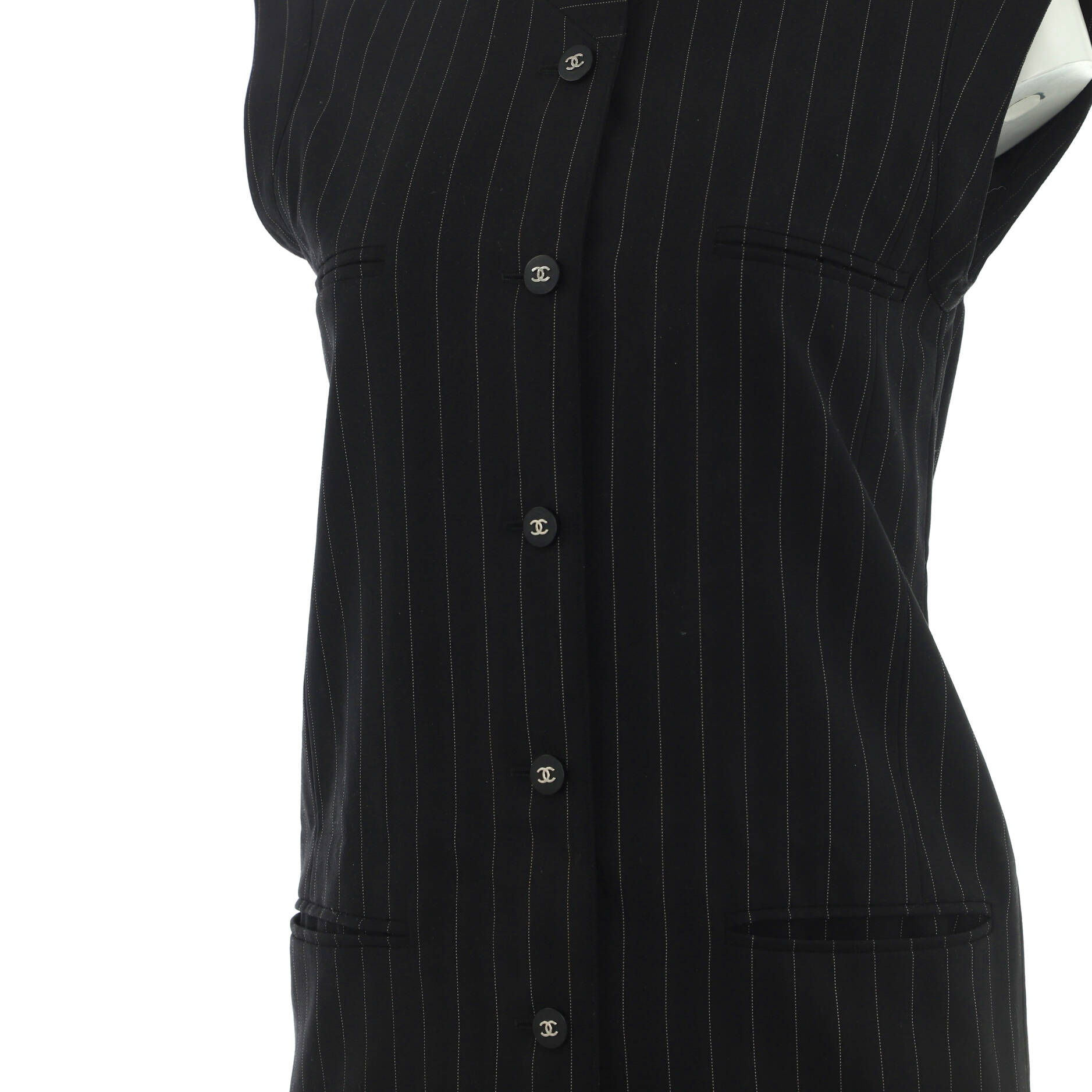 Women's Vintage Pinstripe Button Up Vest Wool