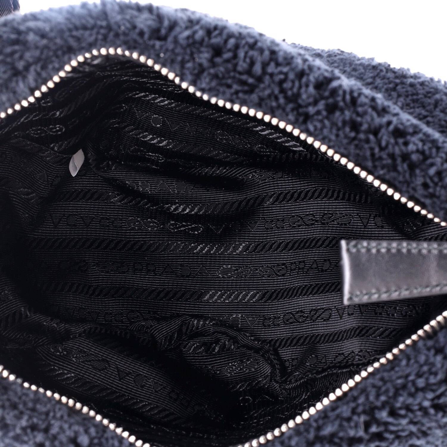 Triangle Logo Zip Crossbody Bag Terry Cloth Small