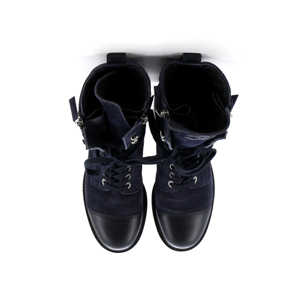 Women's CC Zip Up Combat Boots Quilted Leather