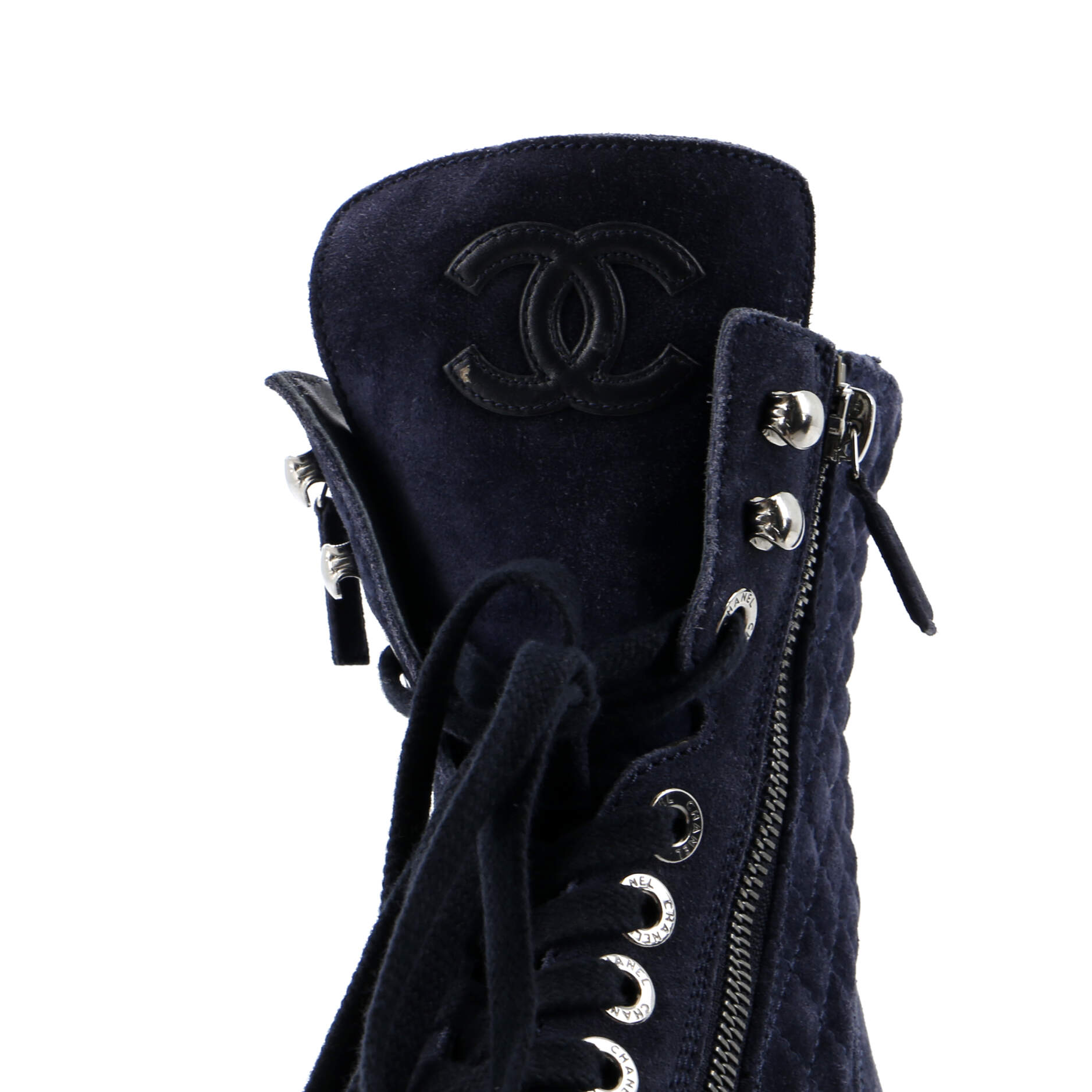 Women's CC Zip Up Combat Boots Quilted Leather
