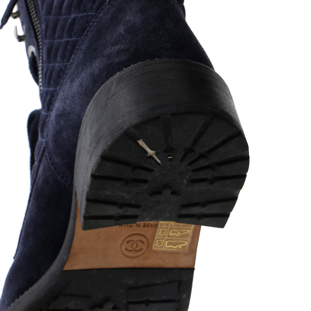 Women's CC Zip Up Combat Boots Quilted Leather