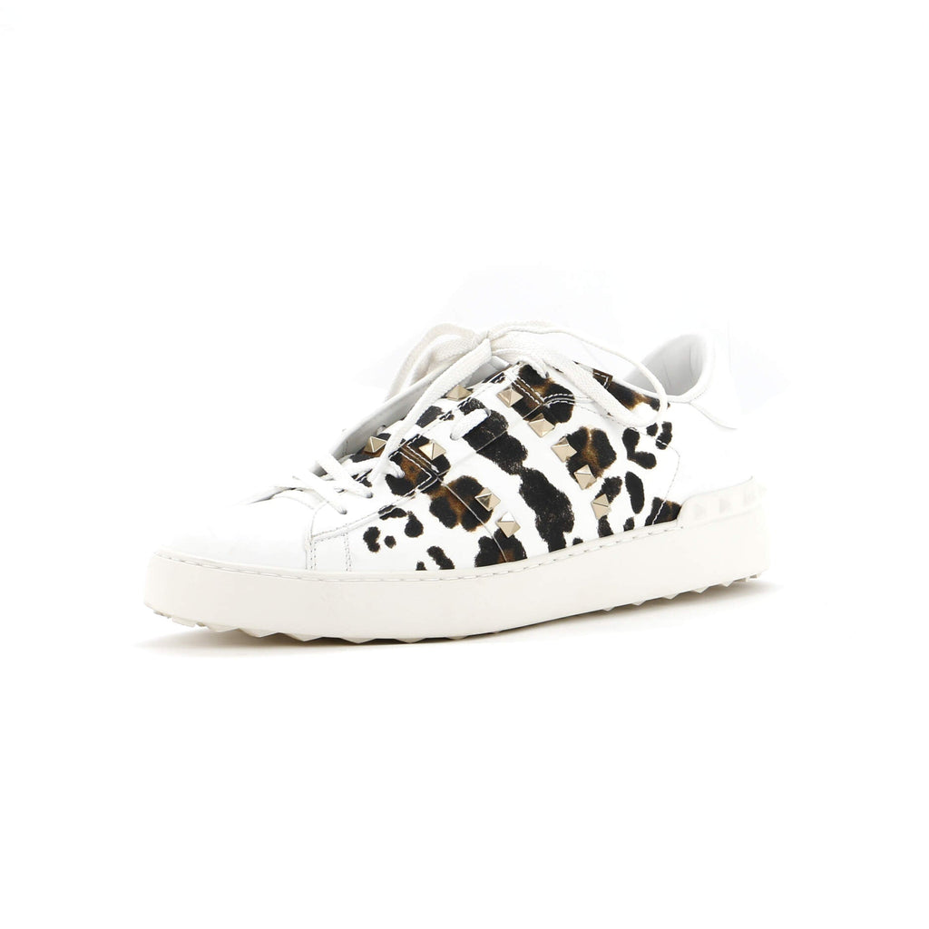 Women's Rockstud Open Sneakers Printed Leather