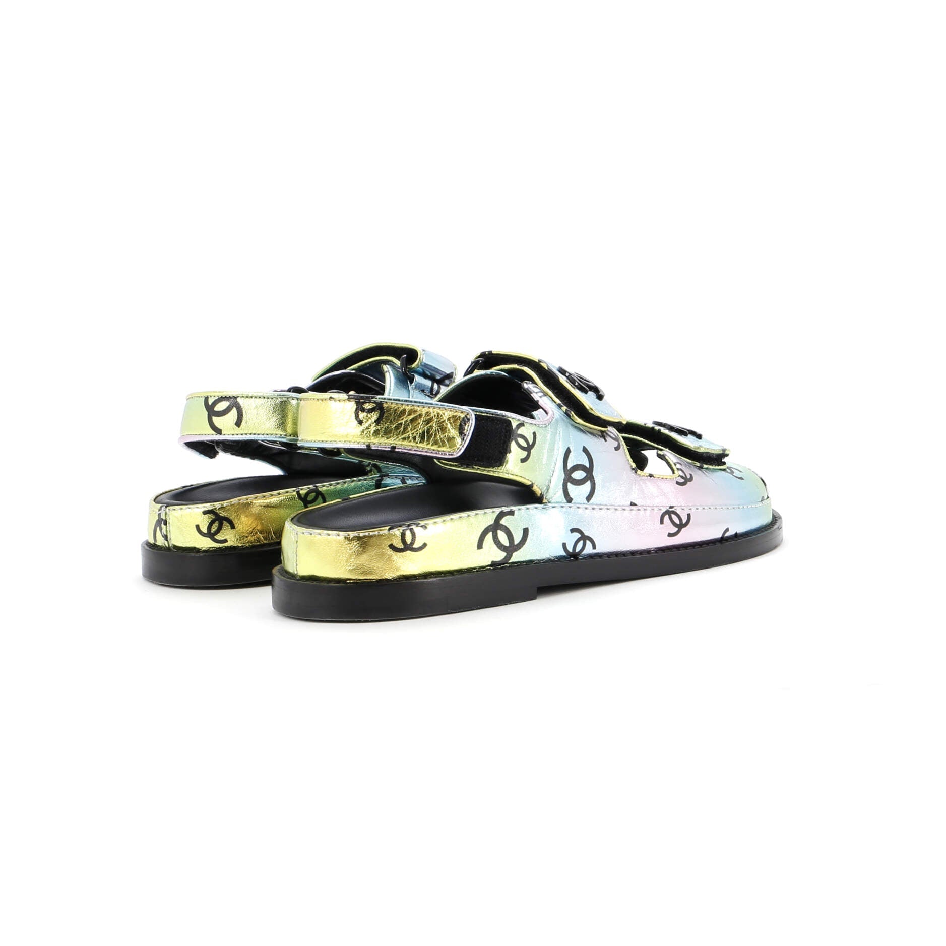Women's Velcro Dad Sandals Printed Laminated Leather
