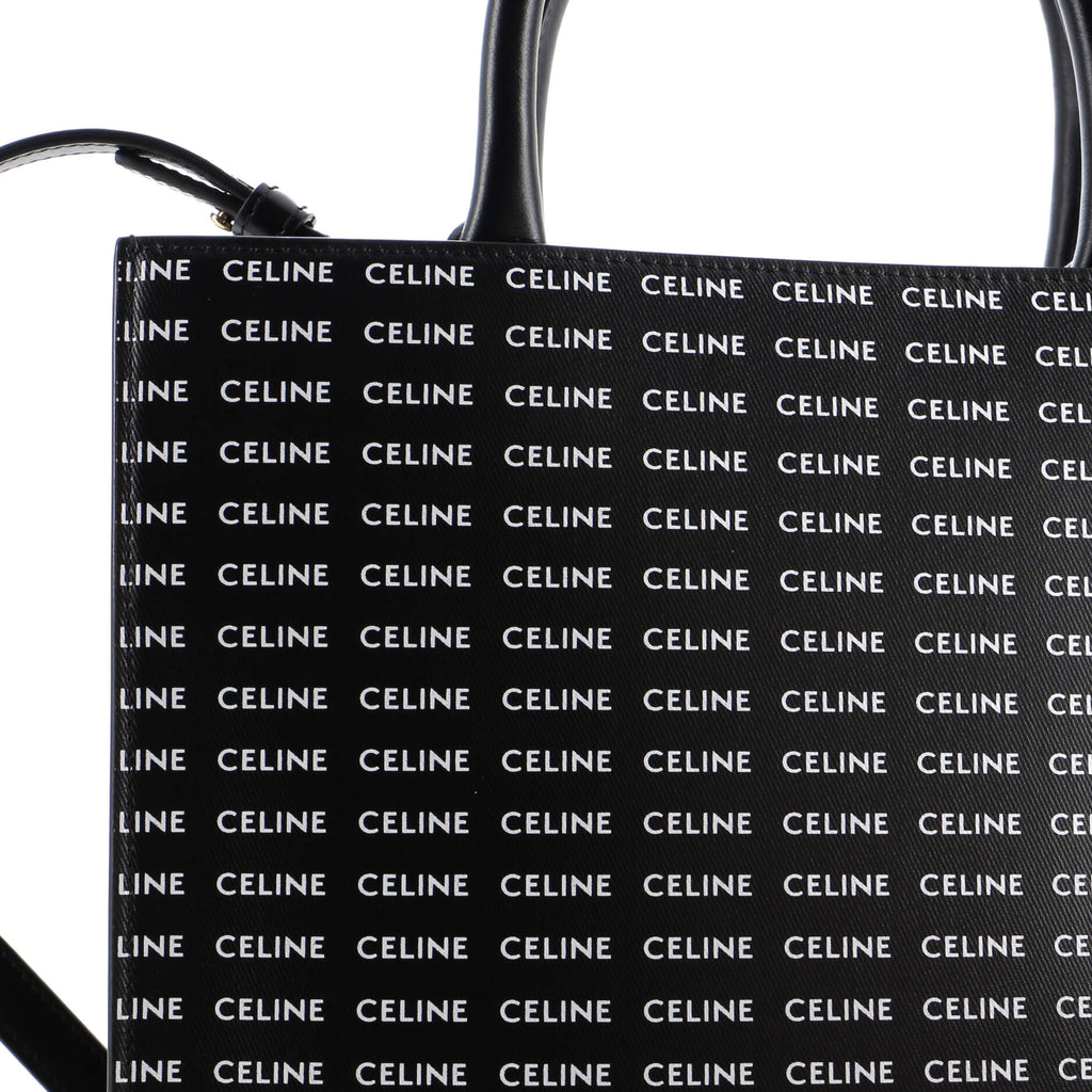Vertical Cabas Tote All Over Logo Print Leather Small
