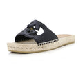 Men's Interlocking G Cut-Out Espadrille Slide Sandals Leather