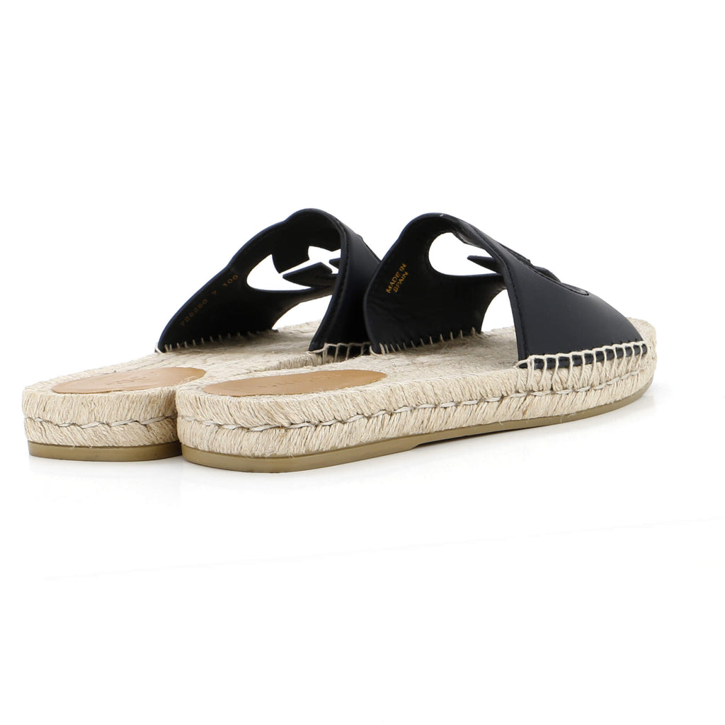 Men's Interlocking G Cut-Out Espadrille Slide Sandals Leather