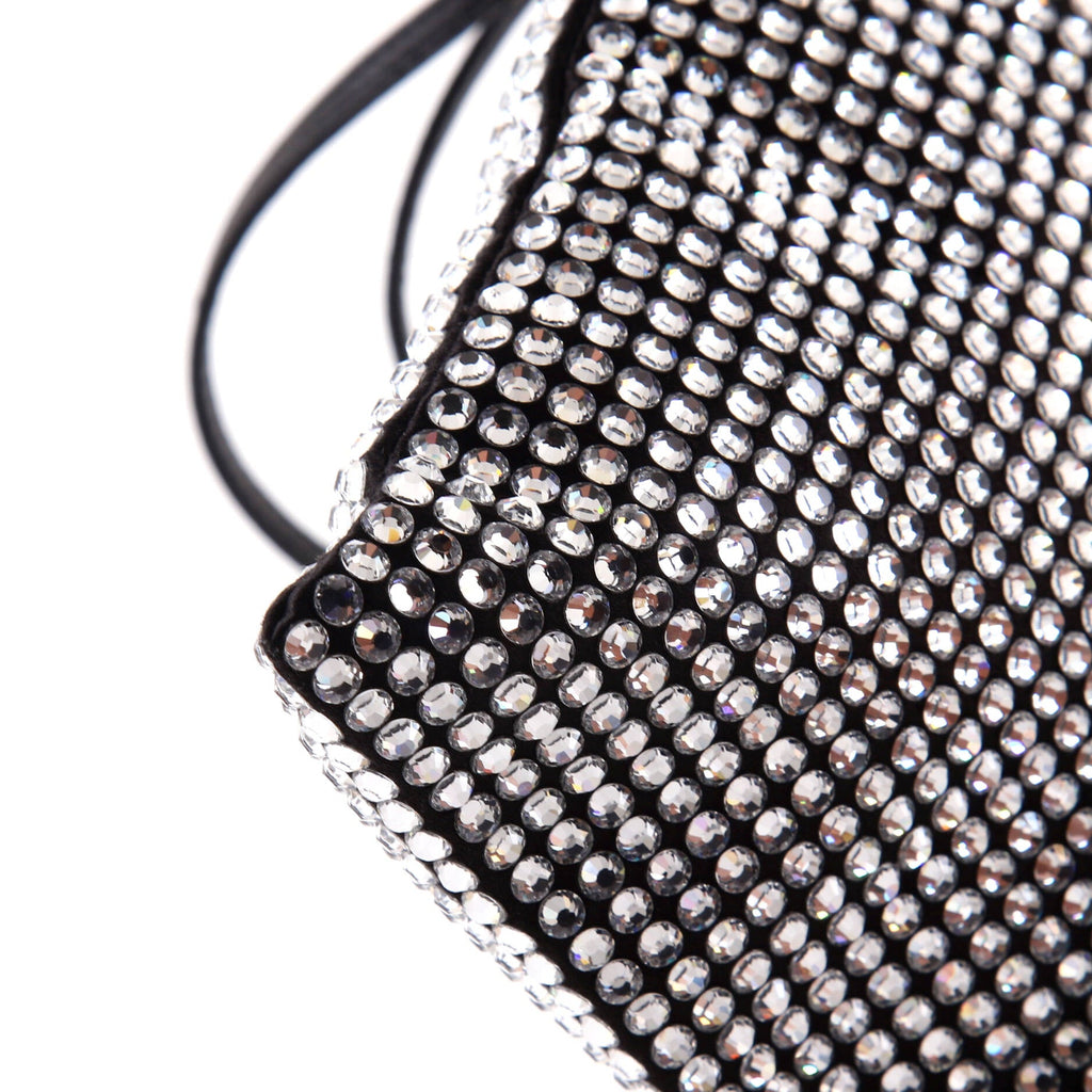 Convertible Open Tote Crystal Embellished Satin Mini
