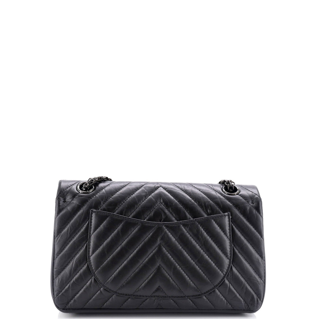 So Black Reissue 2.55 Flap Bag Chevron Aged Calfskin 225