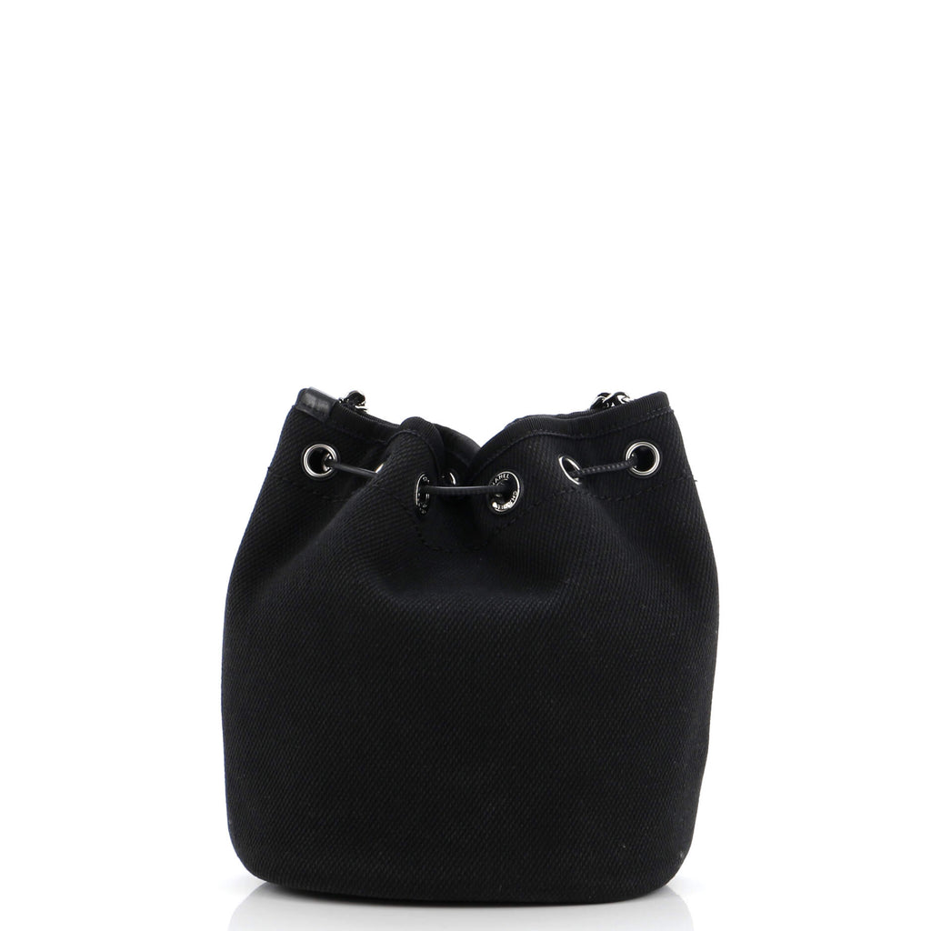 Deauville Drawstring Bucket Bag Pearl Embellished Canvas Small