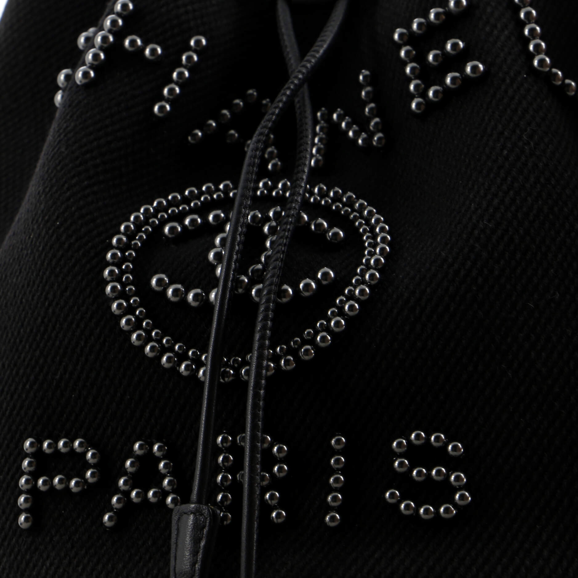 Deauville Drawstring Bucket Bag Pearl Embellished Canvas Small