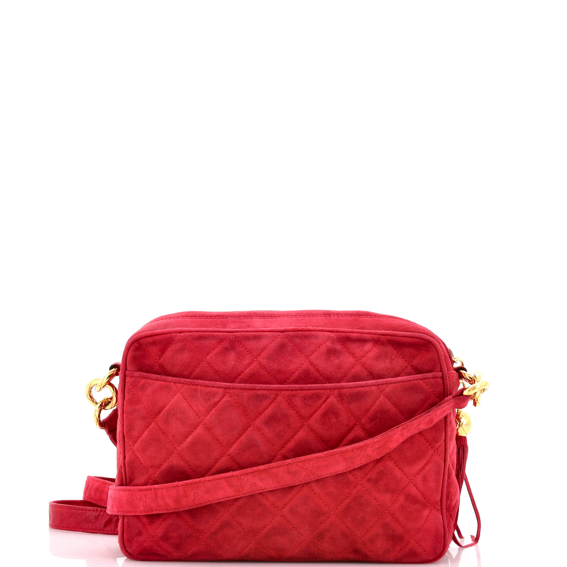 Vintage Front Pocket Camera Bag Quilted Suede Medium