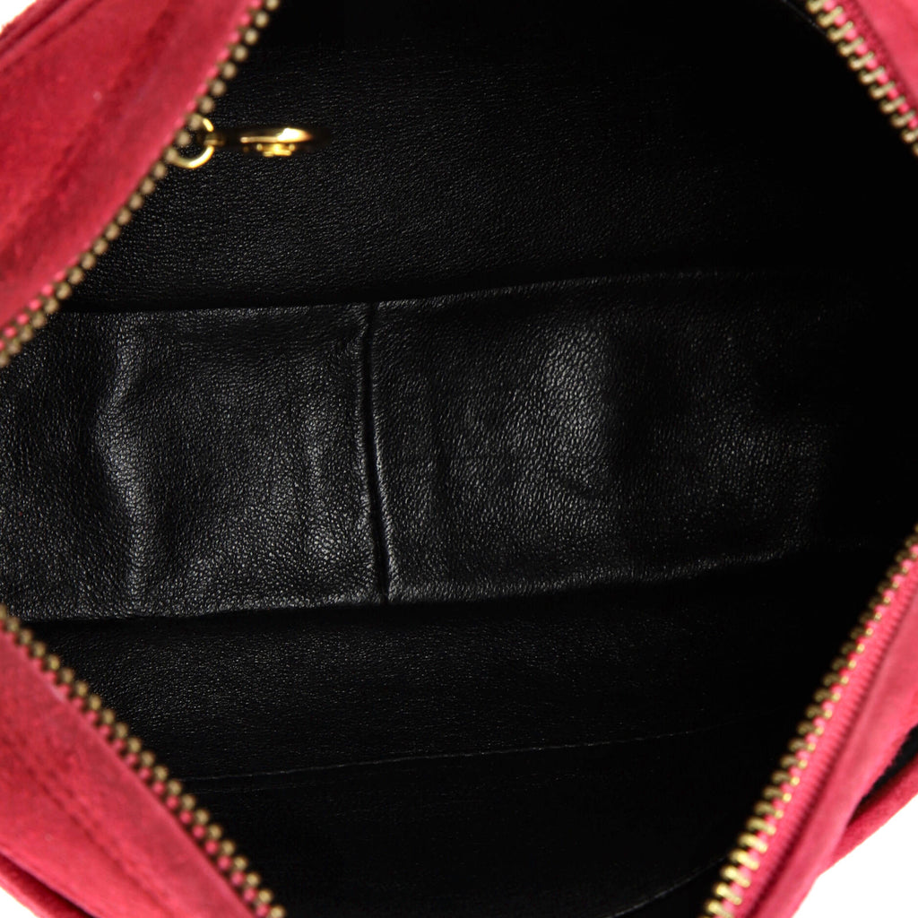 Vintage Front Pocket Camera Bag Quilted Suede Medium