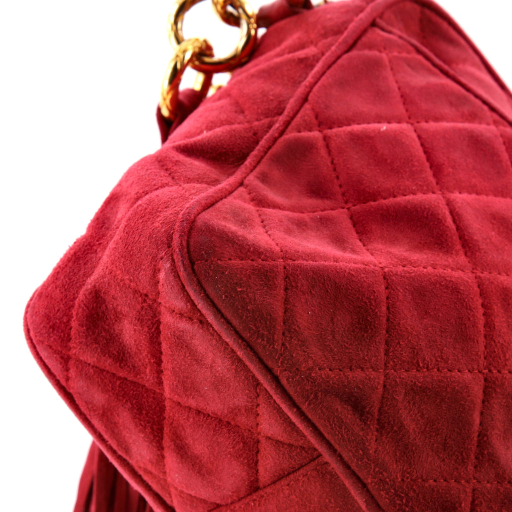 Vintage Front Pocket Camera Bag Quilted Suede Medium