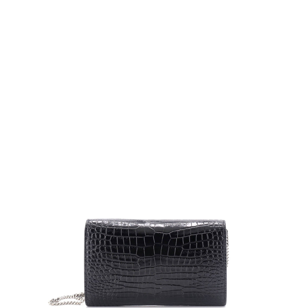 Uptown Chain Wallet Crocodile Embossed Leather