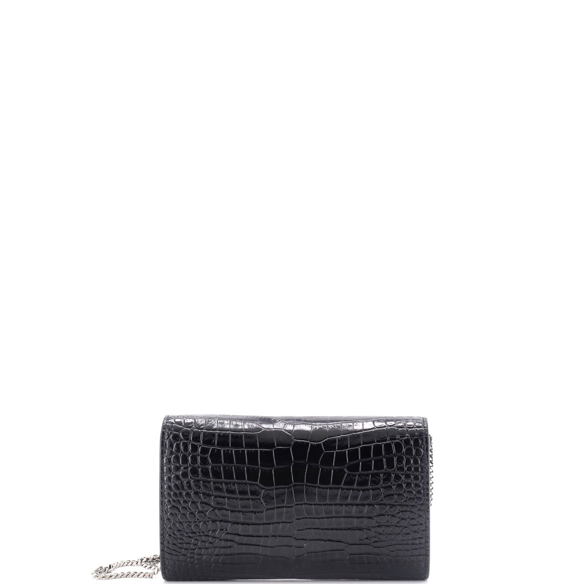 Uptown Chain Wallet Crocodile Embossed Leather