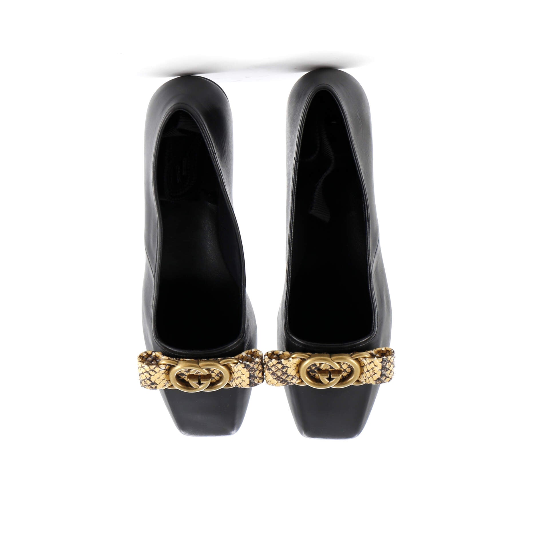Women's Evi Interlocking G Ballet Flats Leather with Python