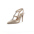 Women's Rockstud Ankle Strap Pumps Leather 100
