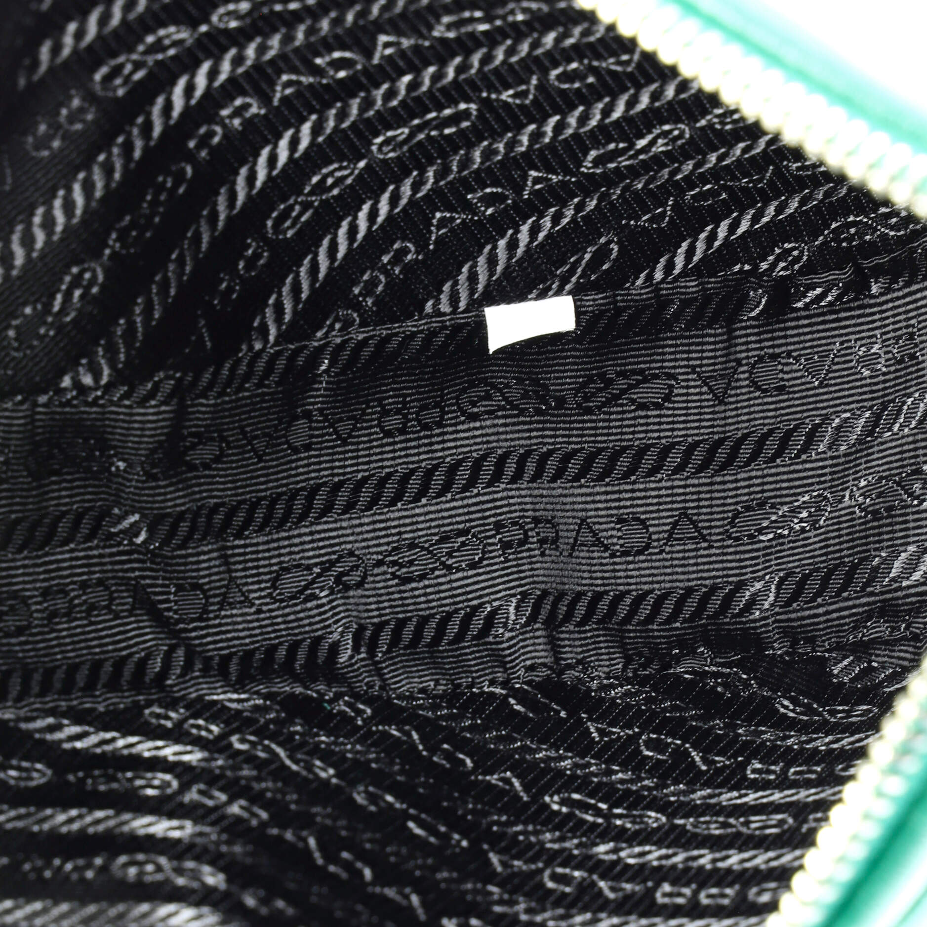 Triangle Logo Zip Chain Crossbody Bag Embossed Leather Small