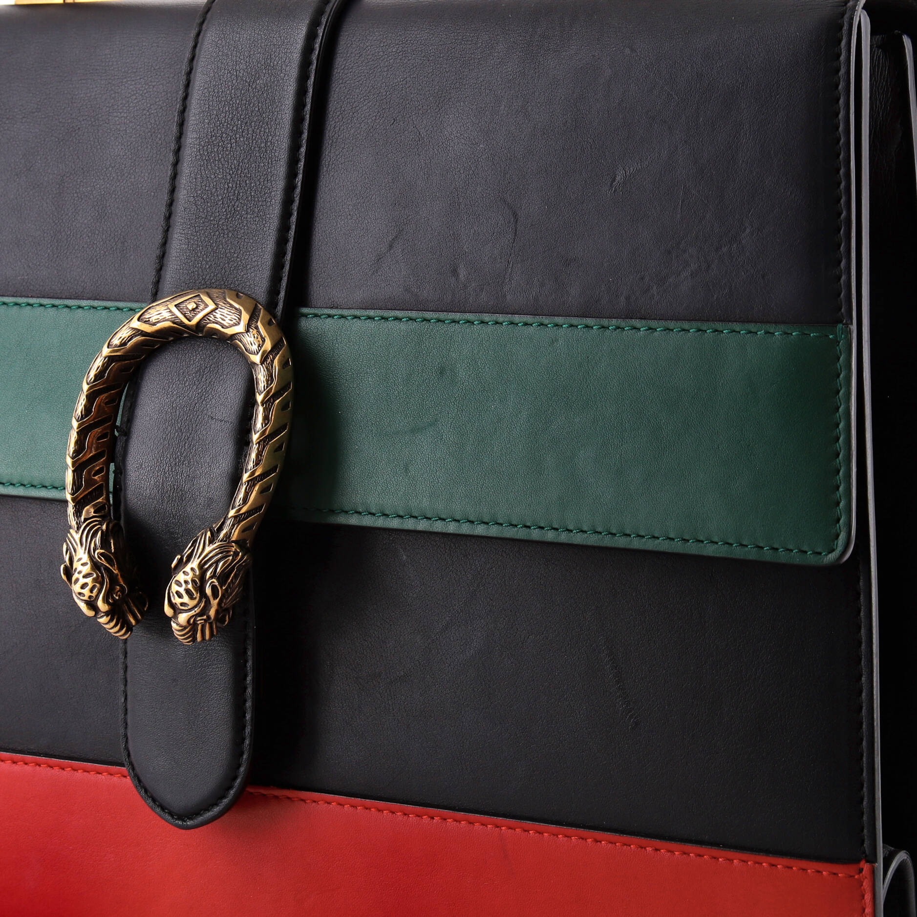 Dionysus Bamboo Top Handle Bag Colorblock Leather Large