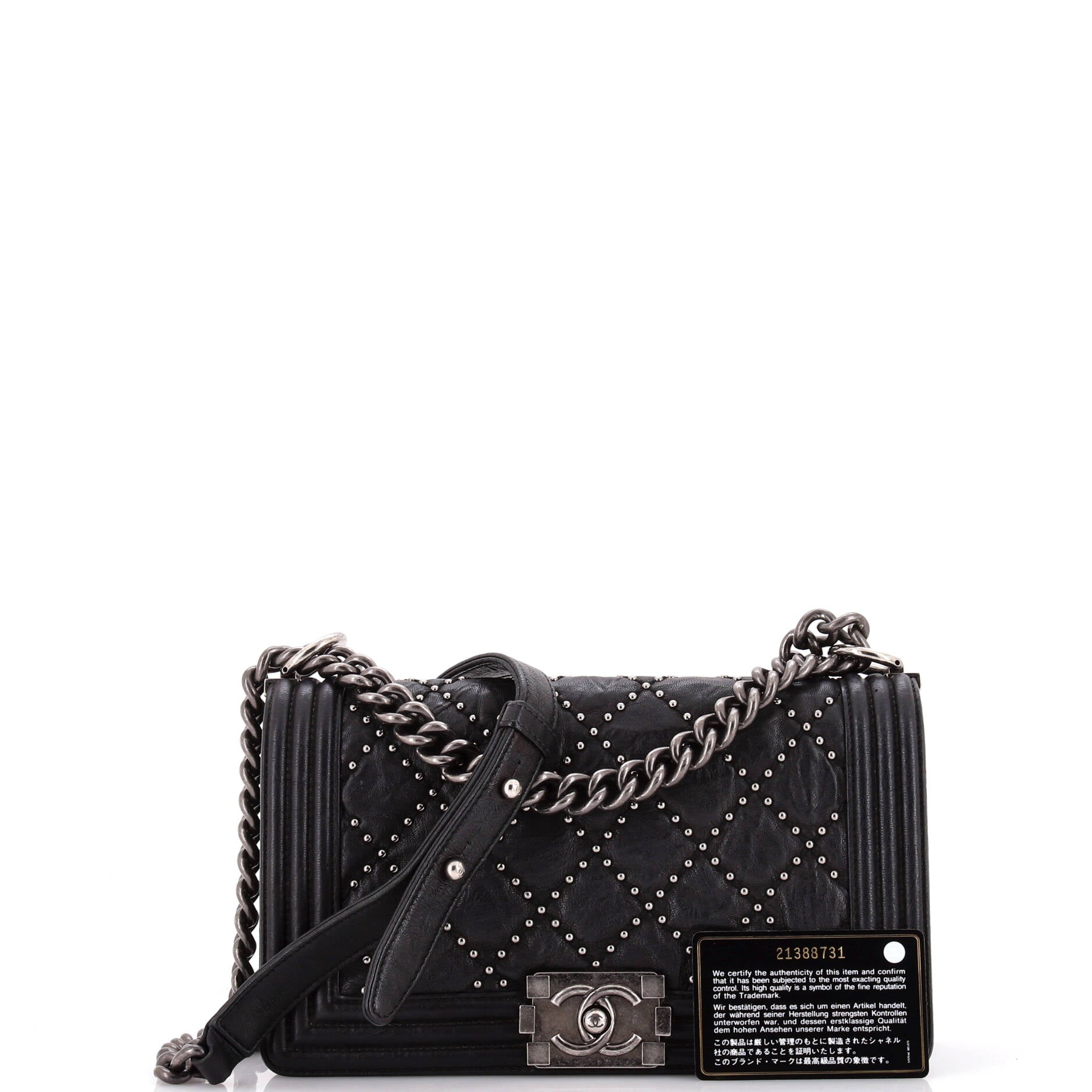Boy Flap Bag Studded Quilted Distressed Calfskin Old Medium