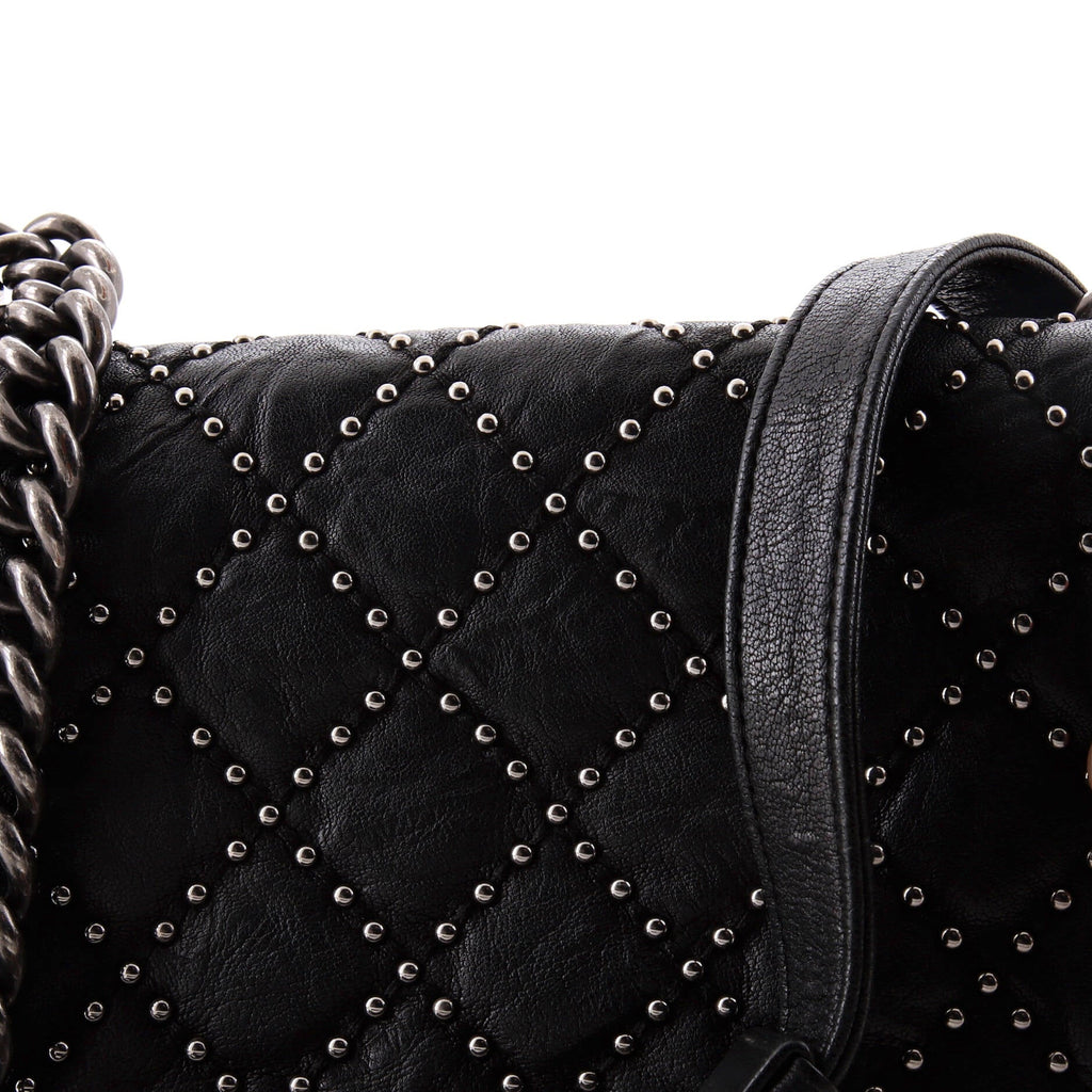 Boy Flap Bag Studded Quilted Distressed Calfskin Old Medium