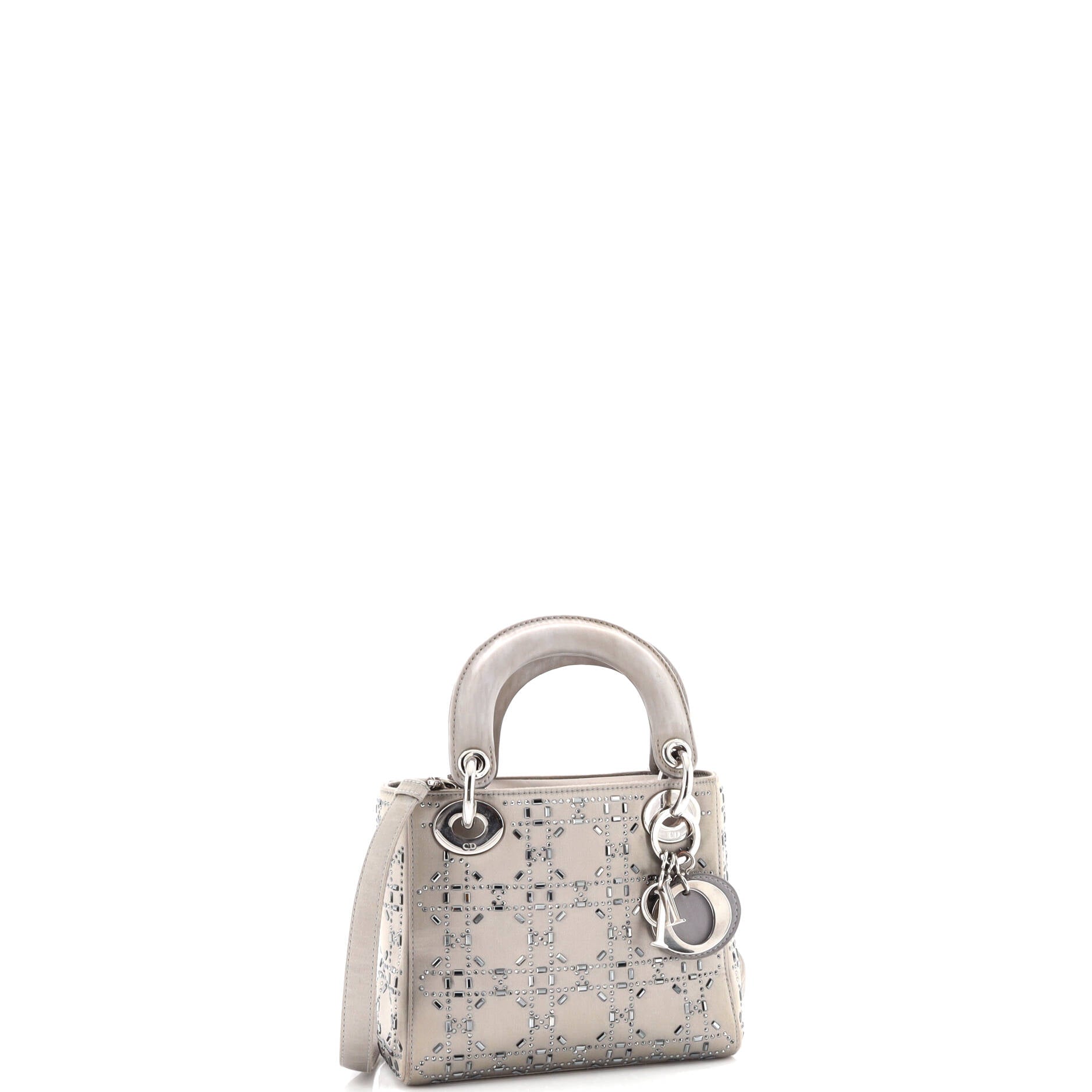 Lady Dior Bag Crystal Embellished Cannage Quilt Satin Mini