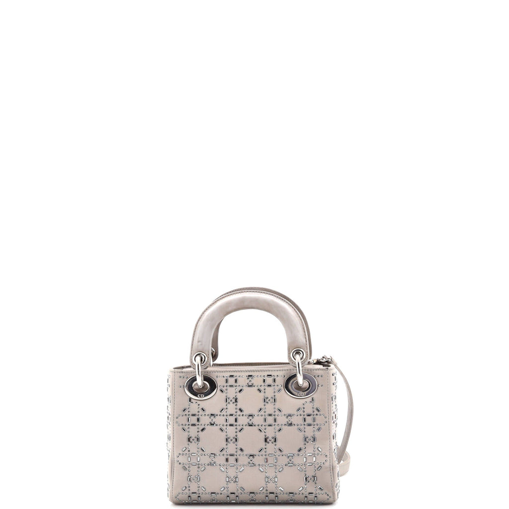 Lady Dior Bag Crystal Embellished Cannage Quilt Satin Mini
