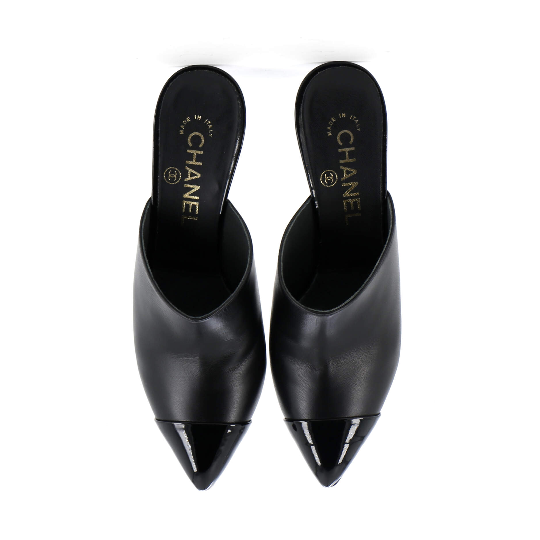 Women's Pointed Toe Heeled Mules Leather with Faux Pearls
