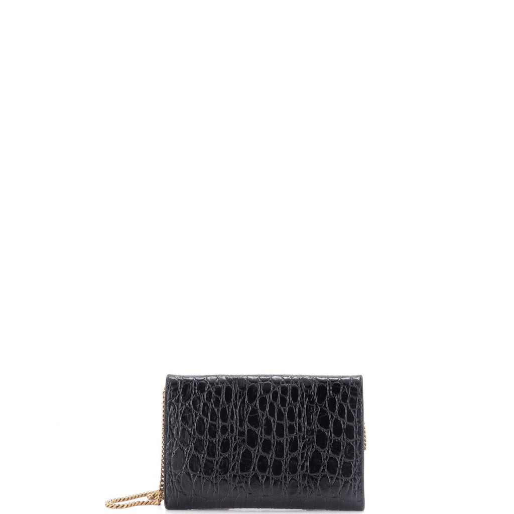 Uptown Chain Wallet Crocodile Embossed Leather